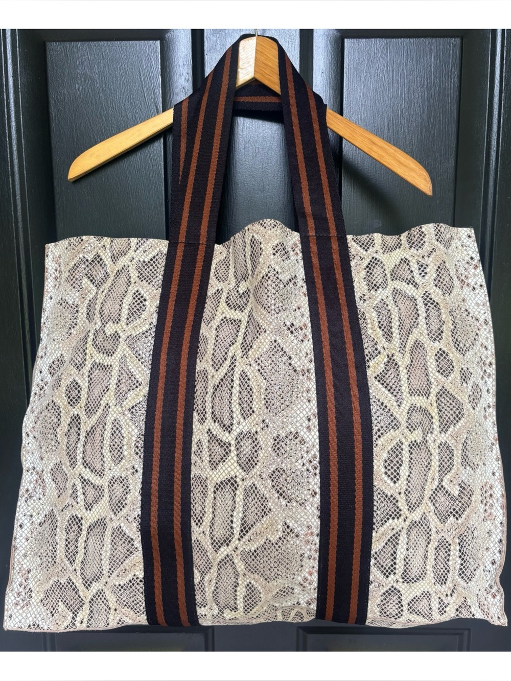 NWOT Anthropologie Leather Snake Printed Tote Bag & Wallet